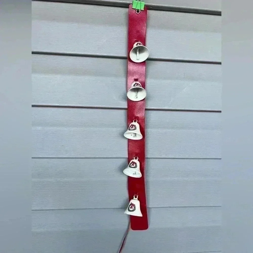 Red Leather Christmas Sleigh Bell Door Hanger